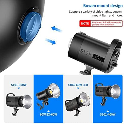 NEEWER 55 cm metalen schoonheidsschotel Bowens Mount Reflector met witte diffuser, honingraatrooster voor stroboscoopflits videolamp, compatibel met Godox AD600 NEEWER CB60 Q4 Vision 4 S101-serie,