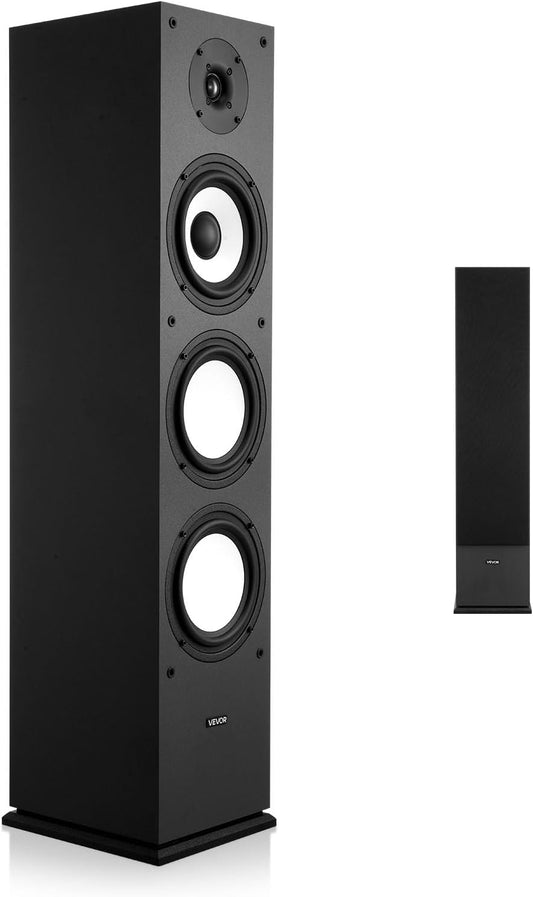 VEVOR Staande luidspreker, 2-weg systeem met 2,54 cm tweeter, 16,51 cm woofer, 200 W piekvermogen, 70 Hz - 20 kHz frequentierespons, robuuste MDF-behuizing, voor thuisaudio, afzonderlijk