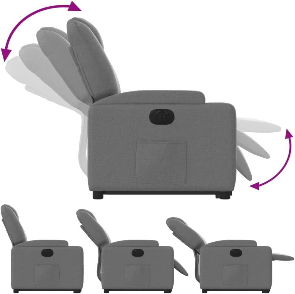 Kantelstoel Elektrisch – Relaxfauteuil – Lounge Stoel – Verstelbare Stoel – Relaxstoel – Donkergrijze Stof – Elektrische Verstelling – Opsta Functie