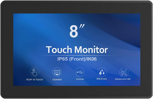 GreenTouch 8 Duim Open Kader 1024x600 HDMI PCAP Aanrakingsmonitoren voor Consument, Kleinhandelspos en de Horecamarkten