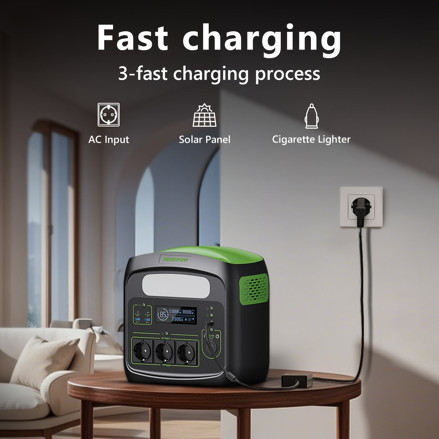 Powerbank – Draagbare Accu – Noodstroom – Mobiele Oplader – Zonne-energie Power Station – 700W Vermogen – 576 Wh LiFePO4 Batterij – USB-C PD 100W Output – Groen