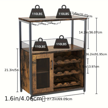 Opbergkast – Koffiekast – Barmeubel – Keukenkast – Vriestaande Kast – Verstelbare Planken – Valbeveiliging – Rustieke Bruin