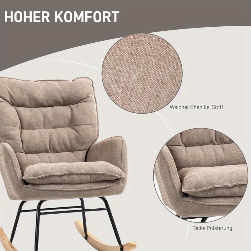 Loungefauteuil – Relaxstoel – Schommelstoel – Zithoekstoel – Ergonomische Stoel – Ergonomisch Ontwerp – Duurzaam Hardhout en Metaal