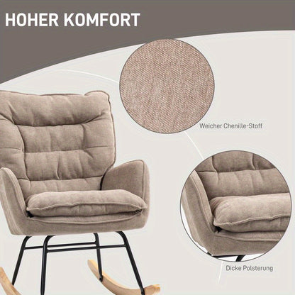 Loungefauteuil – Relaxstoel – Schommelstoel – Zithoekstoel – Ergonomische Stoel – Ergonomisch Ontwerp – Duurzaam Hardhout en Metaal