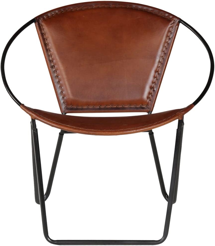 Fauteuil bruin echt leer, loungestoel, televisiestoel, relaxstoel, bureaustoel, stoel voor slaapkamer, woonkamer, werkkamer, kantoor