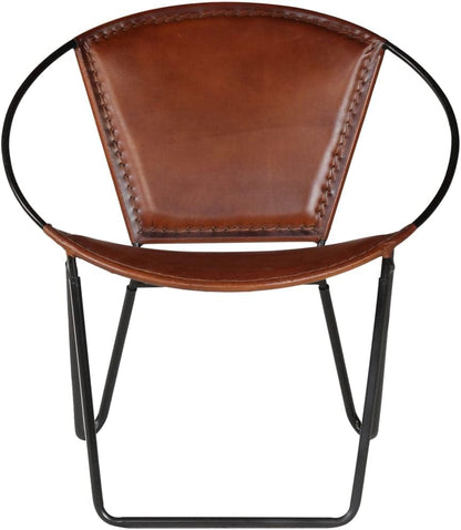 Fauteuil bruin echt leer, loungestoel, televisiestoel, relaxstoel, bureaustoel, stoel voor slaapkamer, woonkamer, werkkamer, kantoor