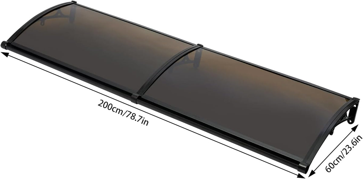 Outdoor Roof, Front Door, Arch Roof, Rectangular Front Door Roof Canopy Door Roof Window Canopy Canopy for Bicycle Protection Pavilions 200 x 60 cm (Brown+Black) - QUORE