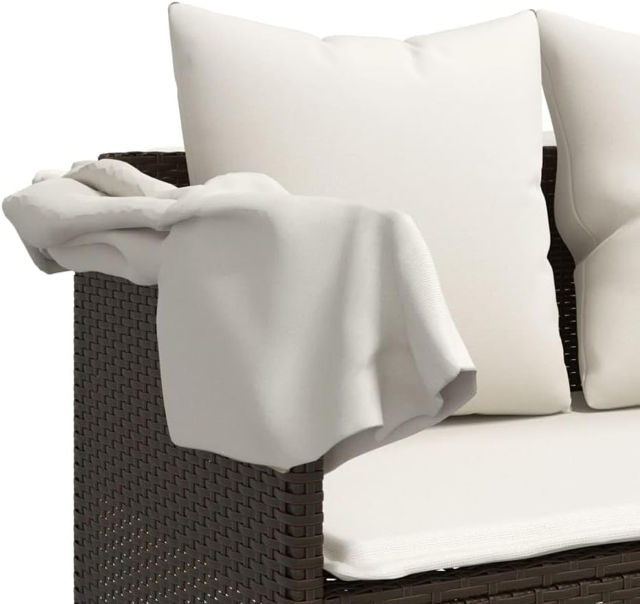 vidaXL 5-Piece Lounge Set with Cushions Poly Rattan Brown, Garden Set, Garden Furniture, Patio Set, Garden Furniture, Lounge Sofa, Lounge Set Garden - QUORE