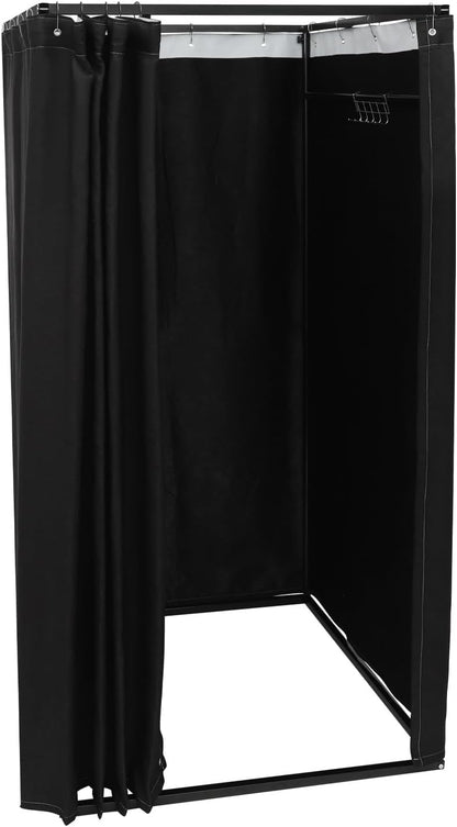 OUKANING Mobiele kleedcabine, vrijstaand, 100 x 100 x 200 cm, draagbare staande kleedruimte, inkijkbescherming voor kledingwinkelcentra, kantoor, tuin, outdoor, zwart - QUORE