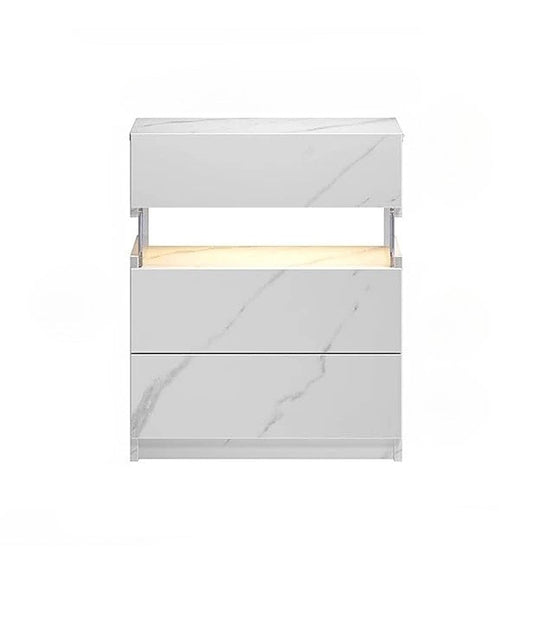 Nachtkastje met LED - Kast - Tafel - Slaapkamerdecoratie - Opbergruimte - 60 cm x 37 cm x 50 cm - Wit
