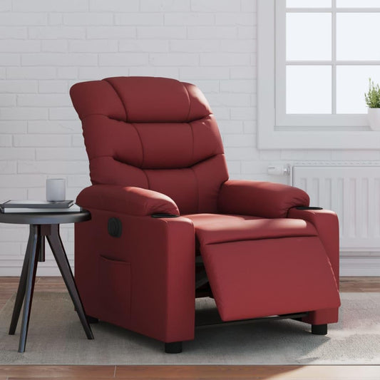 Relaxstoel – Elektrische Fauteuil – Tv-Stoel – Ligstoel – Relaxfauteuil – Kunstleer Wijnrood – Verstelbare Rugleuning en Voetensteun – Maximaal 135 Graden Kantelbaar