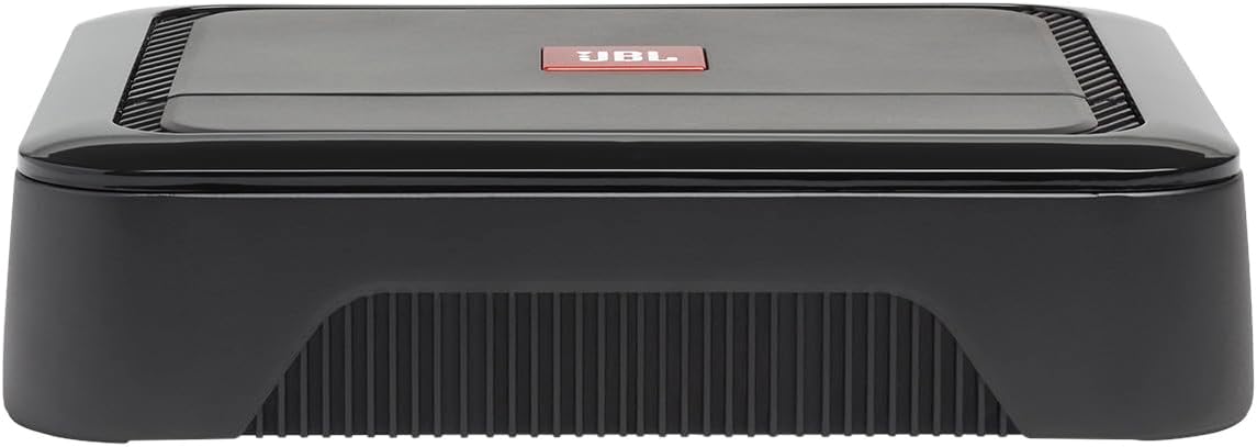 JBL Club A600 Mono Subwoofer Auto Versterker met 350W RMS op 4Ω, 600W RMS op 2Ω, Class D techniek, 10–320Hz bereik, variabele low-pass filter, bassboost en faseschakelaar voor systeemafstemming