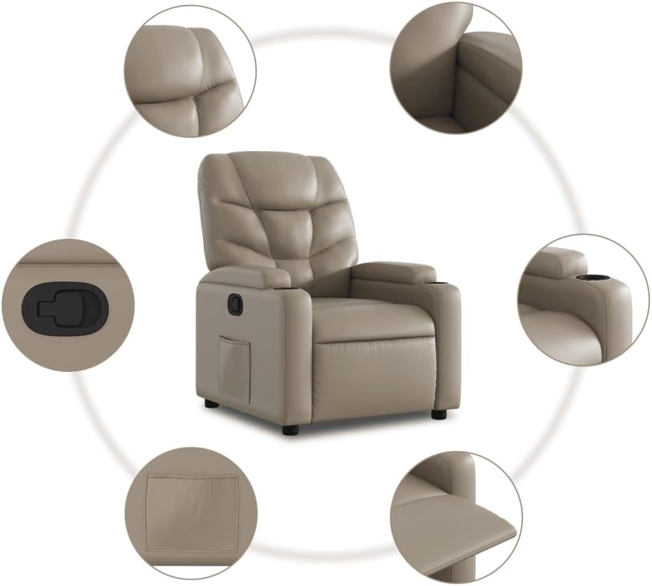 Cappuccino 3204664 fauteuil, met rugleuning en rugleuning, van kunstleer, meubelstuk voor woonkamer, fauteuil, relaxstoel, stoel voor slaapkamer - QUORE