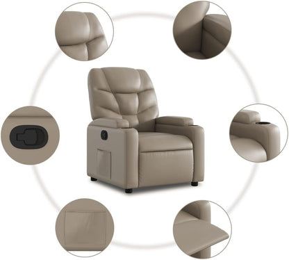 Cappuccino 3204664 fauteuil, met rugleuning en rugleuning, van kunstleer, meubelstuk voor woonkamer, fauteuil, relaxstoel, stoel voor slaapkamer - QUORE
