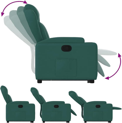 Relaxstoel met Opstahulp – Tv-Stoel – Ligstoel – Relaxfauteuil – Stoel Met Kantelsysteem – Elektrische Opstahulp – Handmatig Verstelbare Ligfunctie – Donkergroen Stof