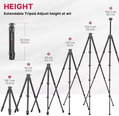 Camerastatief – Tripod – Fotostatief – Videostatief – Reisstatief – Koolstofvezel – 360° Panoramische Kogelkop