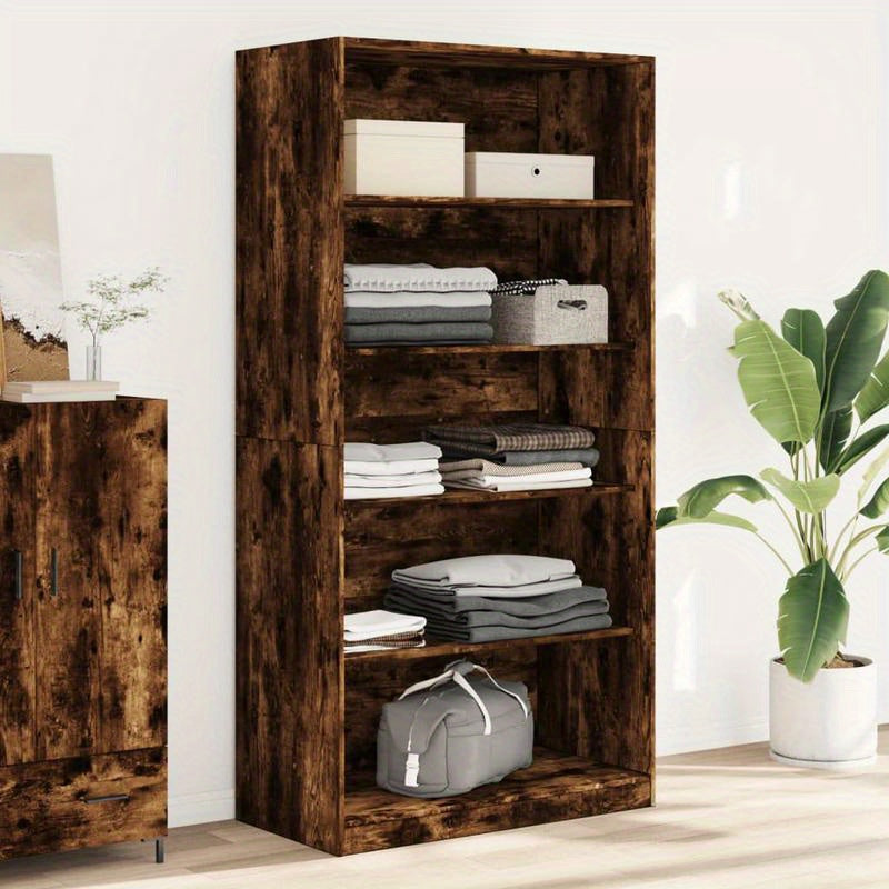 Kledingkast – Garderobekast – Kleerkast – Opbergkast – Vrijstaande Kast – Gerookt Eiken – 100x50x200 cm – Stevig Bewerkt Hout