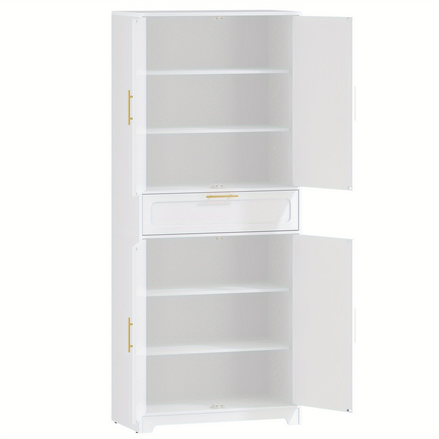 Kast – Opbergkast – Buffetkast – Keukenkast – Hoge Kast – 4 Deuren Met Grote Lade – Verstelbare Planken – Wit Spaanplaat