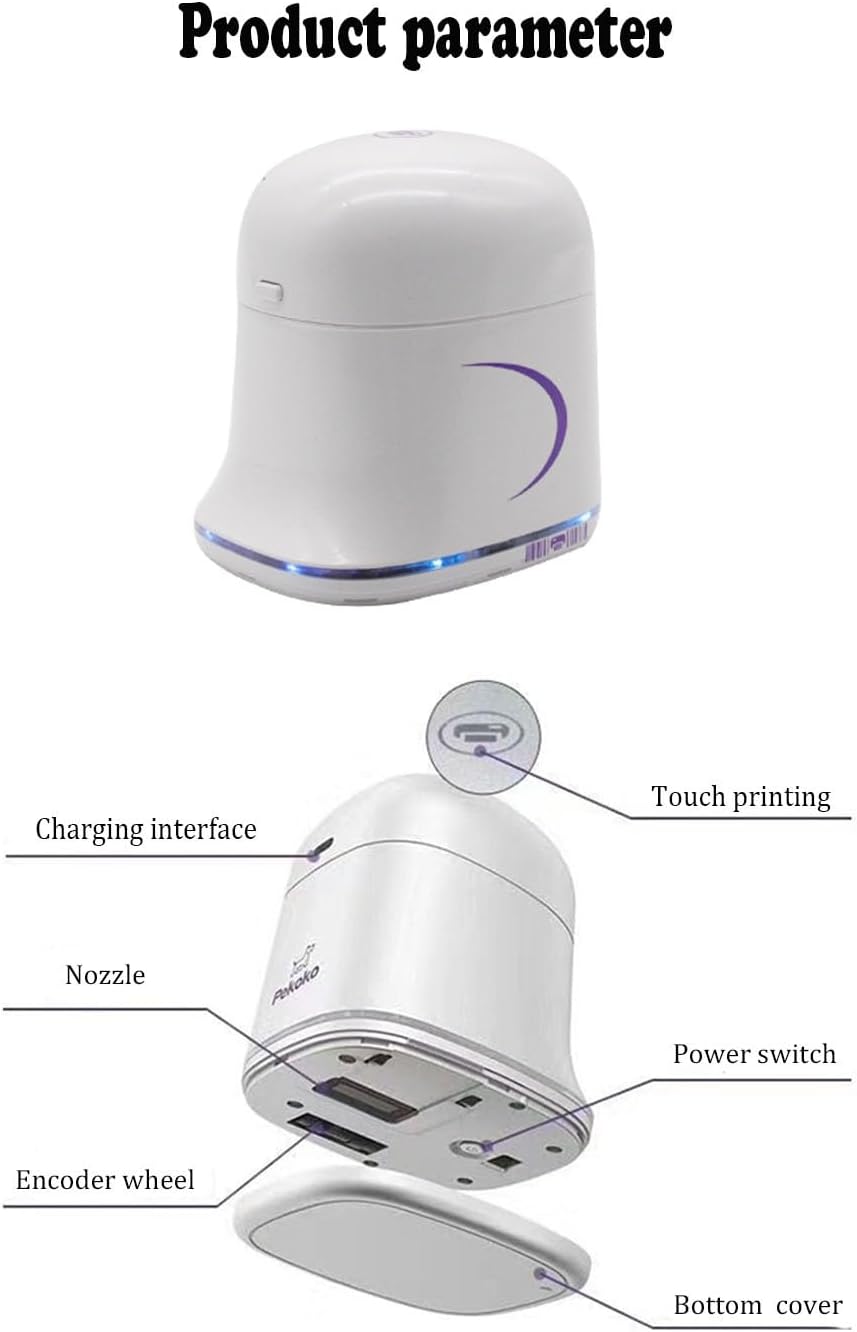 Portable Mobile Printer, Portable Color Printer Printing 1200dpi Ergonomic Mini USB Charging Printer for Text Image Barcode - QUORE
