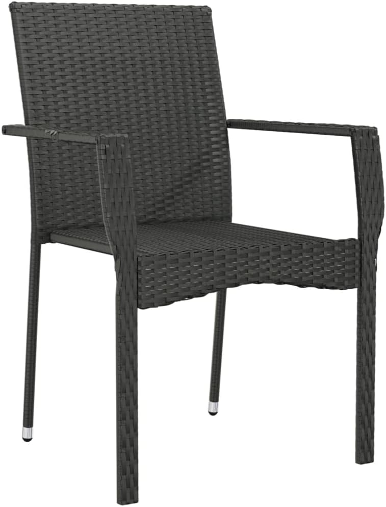 Lounge tuinmeubelen set terrasmeubels balkonmeubels tuinstoelen met kussens 2 stuks. Poly rotan zwart - QUORE