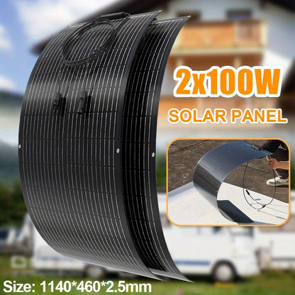 Zonnepanelen – Solar Panel – Zonne-energie Paneel – Flexibel Zonnepaneel – Monokristallijn Paneel – 2x100W 200W Totaal – Flexibel En Buigzaam Ontwerp – Hoge Efficiëntie Monokristallijn