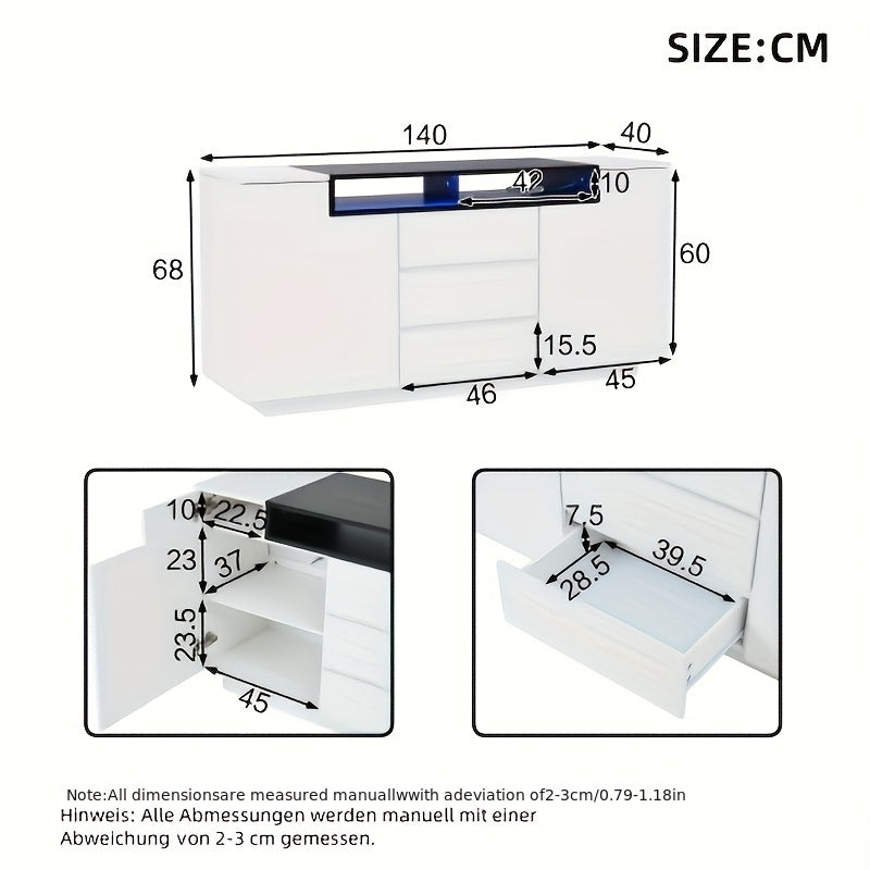 Opbergkast – Opbergmeubel – Kast – Dressoir – Wit – Bamboe Materiaal – Groot Opbergruimte – 140x60x48 cm
