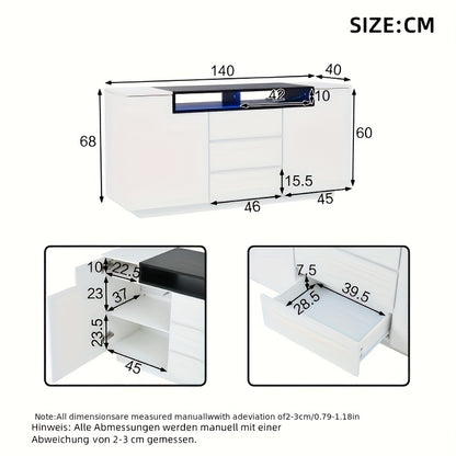 Opbergkast – Opbergmeubel – Kast – Dressoir – Wit – Bamboe Materiaal – Groot Opbergruimte – 140x60x48 cm