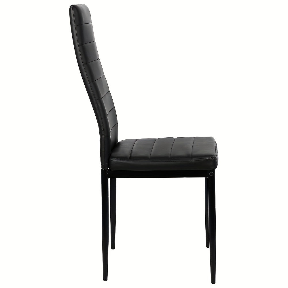 6pcs Dining Chair Set - High Back Faux Leather Kitchen Chair, 45cm Seat Height, Ergonomic Upholstered Seat For Kitchen, Dining Room, Restaurant - Armless Modern Comfortable Chairs (6pcss, Black)