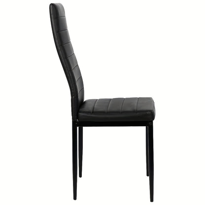 6pcs Dining Chair Set - High Back Faux Leather Kitchen Chair, 45cm Seat Height, Ergonomic Upholstered Seat For Kitchen, Dining Room, Restaurant - Armless Modern Comfortable Chairs (6pcss, Black)