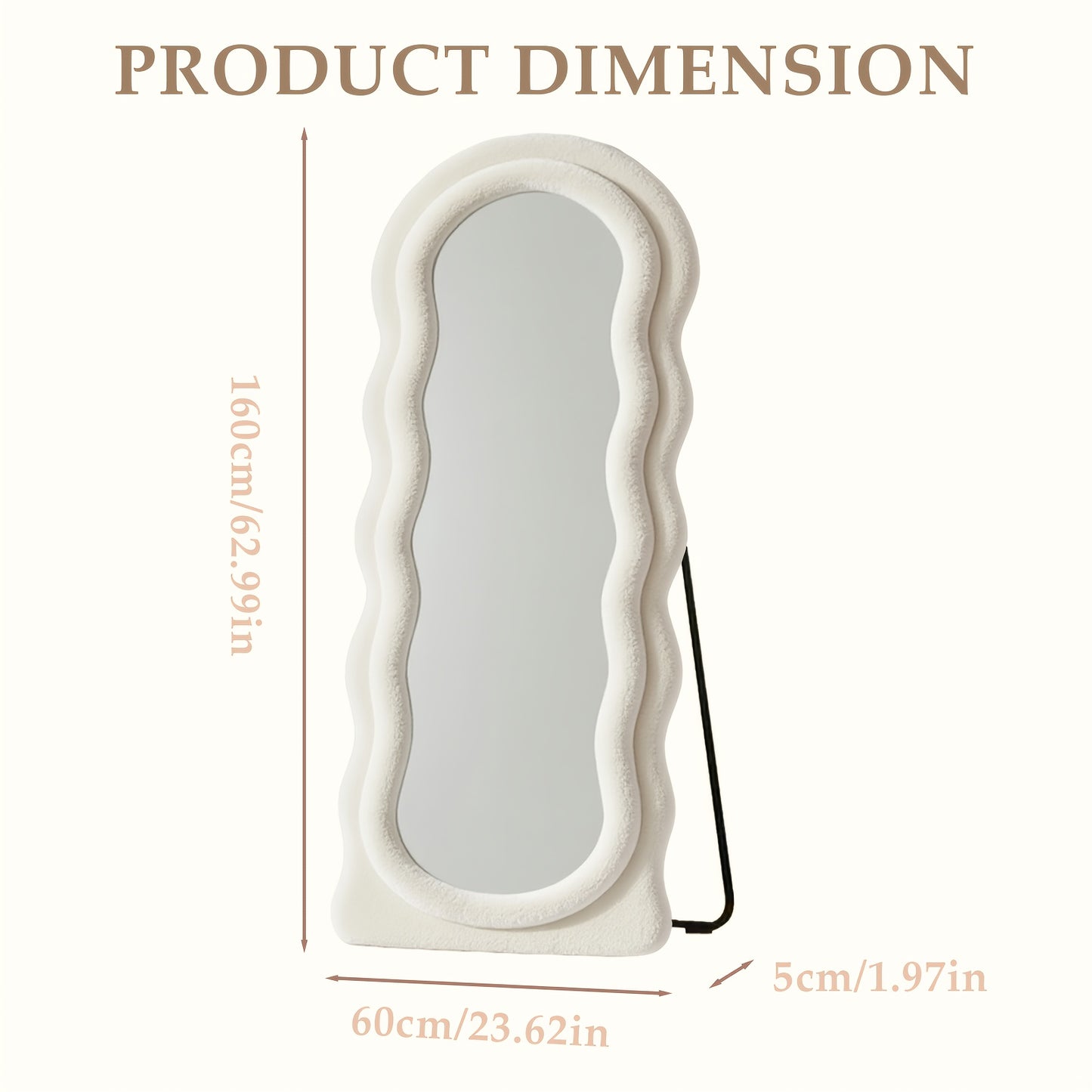 Vloerspiegel – Staande Spiegel – Passpiegel – Wandspiegel – Full Body Spiegel – Zwart Fluwelen Frame – Extra Groot Formaat – Organisch Irregular Design