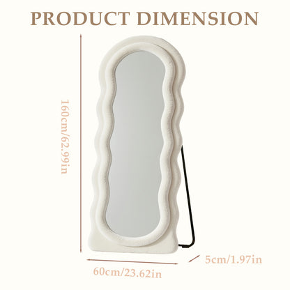 Vloerspiegel – Staande Spiegel – Passpiegel – Wandspiegel – Full Body Spiegel – Zwart Fluwelen Frame – Extra Groot Formaat – Organisch Irregular Design