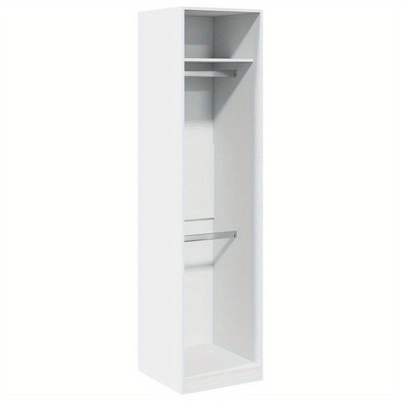 Classic White Wooden Wardrobe - 50x50x200cm, Freestanding Storage Organizer with Ample Hanging Space for Clothes and Accessories, Ideal for Bedroom or Dorm Room, Clothing Organization|Modern Aesthetic|Wooden Construction, Clo
