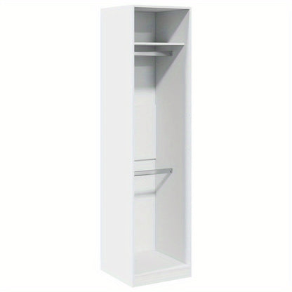Classic White Wooden Wardrobe - 50x50x200cm, Freestanding Storage Organizer with Ample Hanging Space for Clothes and Accessories, Ideal for Bedroom or Dorm Room, Clothing Organization|Modern Aesthetic|Wooden Construction, Clo