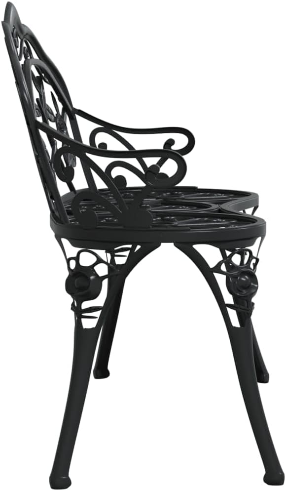 vidaXL Garden Bench 100 cm Cast Aluminium Black, Garden Bench, Park Bench, Metal Bench, Patio Bench, Garden Seat, Outdoor Bench, Garden Benches, Patio Benches - QUORE