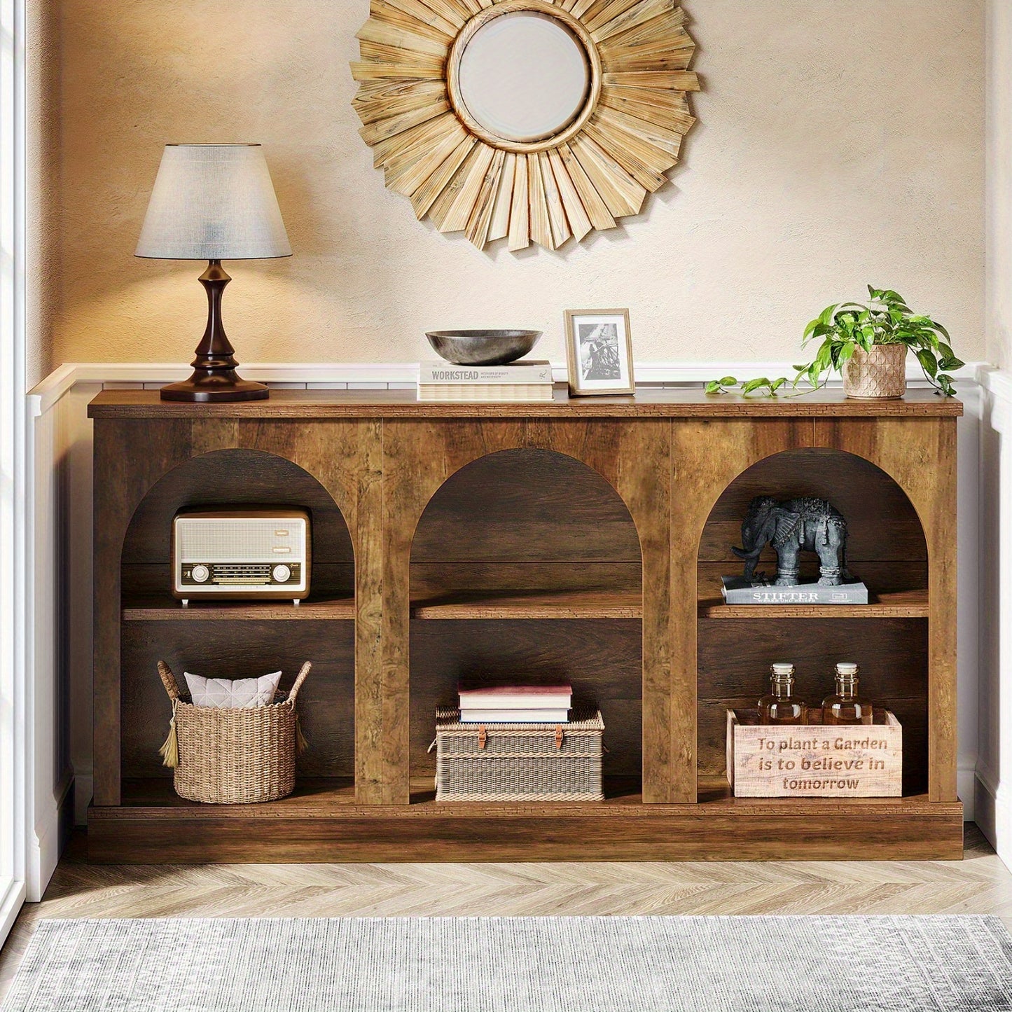 Sidetable – Wandtafel – Sofa tafel – Hal tafel – Tv-meubel – Industrieel design – 160 cm breed – Hoogwaardig MDF met houtfineer