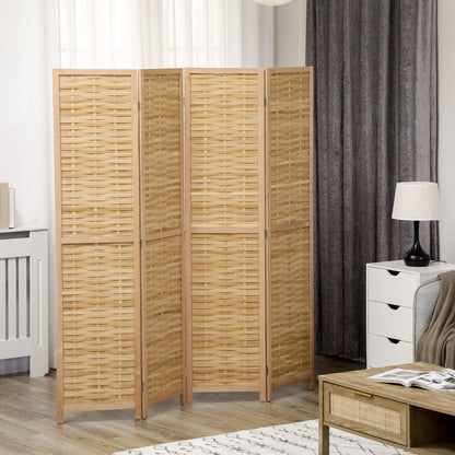 Kamerscherm – Roomdivider – Scheidingswand – Paravent – Privacy Scherm – 4-Delige Opvouwbare Bamboe Panelen – 160x170 cm Groot Formaat – Lichtgewicht en Stevig – Vrijstaand & Ruimtebesparend Design