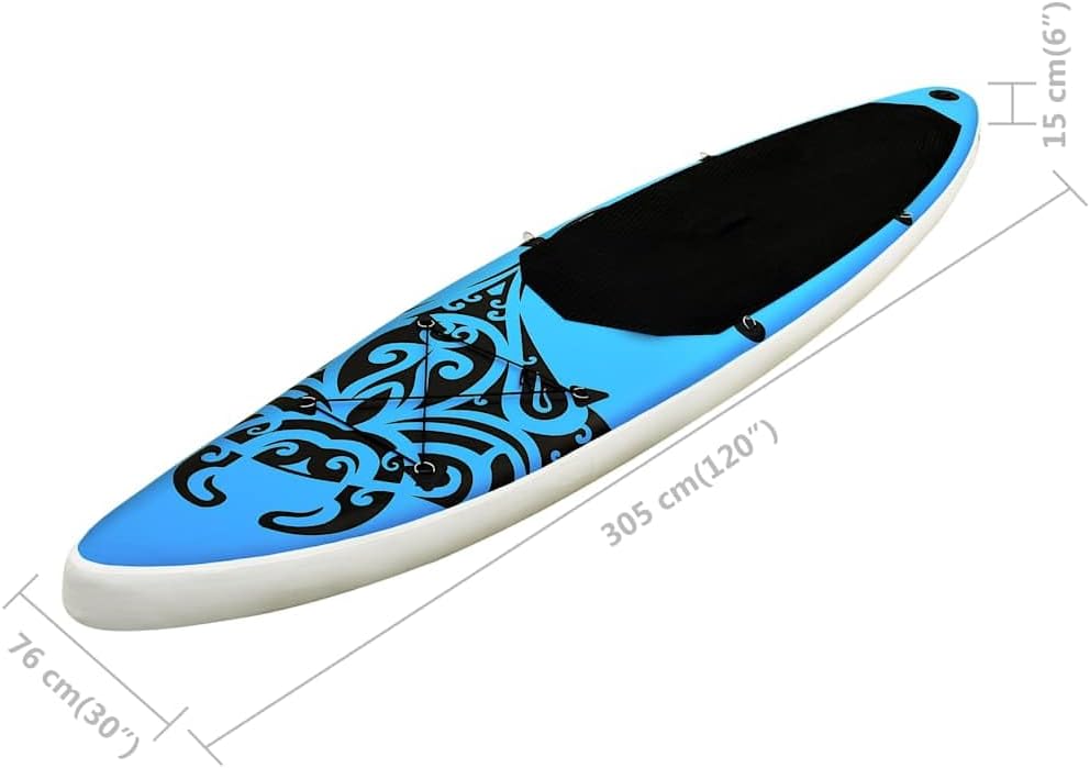 Opblaasbaar Stand Up Paddleboard – SUP Board – Peddelboard – Kajak – Surfboard – Blauw 305x76x15 cm – PVC Materiaal – Inclusief Handpomp & Aluminium Peddel