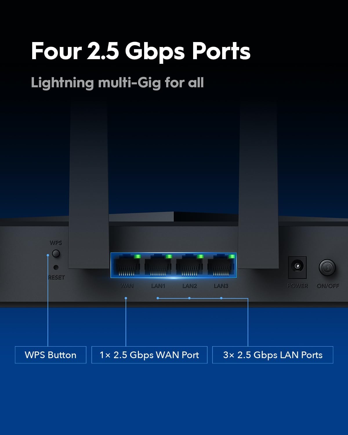 Cudy Tri-Band WiFi 7 BE11000 Router, 6-Stream 10 Gbps, 4 × 2.5G-poorten, tot 11000Mbps, VPN-server en client, Cudy APP en Mesh, 6 × High-gain Antennes, WR11000