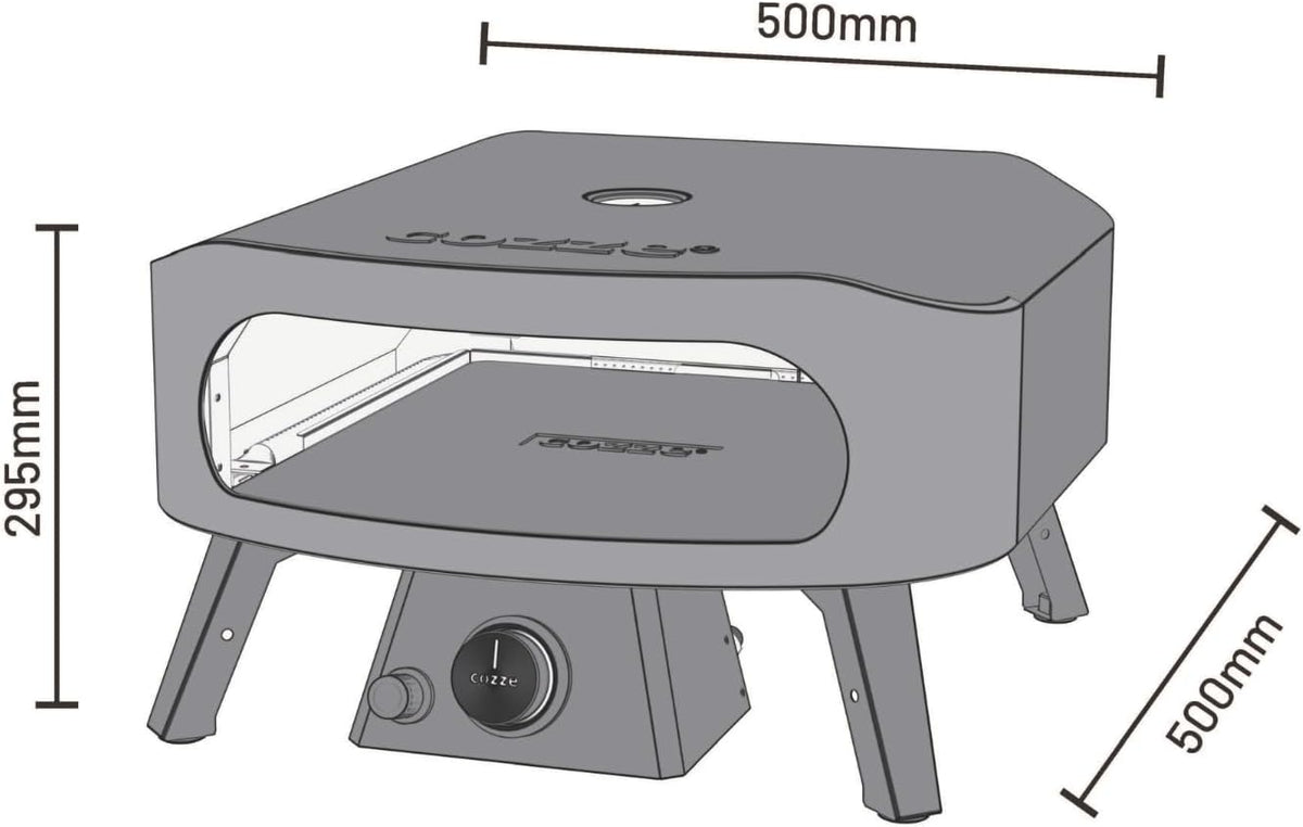 COZZE Mini pizzaoven gas 13 inch - compacte pizza oven gas outdoor (50 mbar) - tafel pizzaoven met regelaar voor kleine pizza's