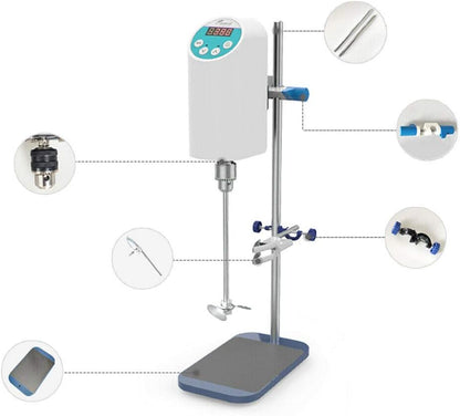 Digitale Overhead Roerder – Elektrische Mixer – Roerwerk – Laboratoriummixer – Vloeistofmixer – 10L/20L Uitvoering – 200-2000 Tpm – Voor Viscositeit Tot 10.000 mPa·s
