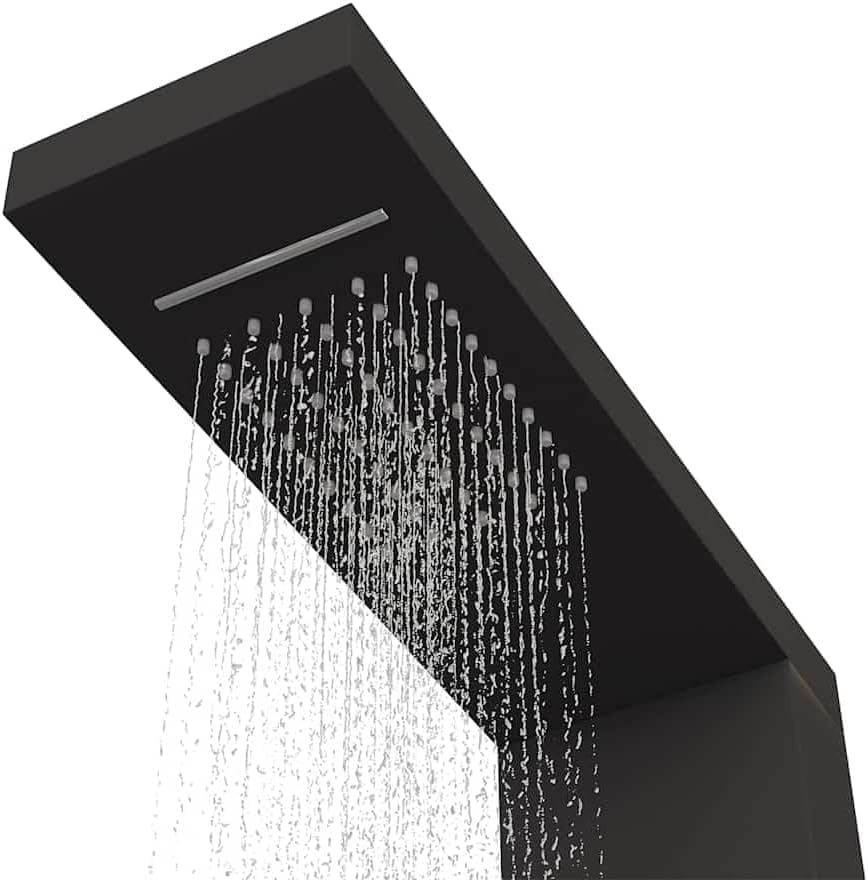 Douchepaneel – Douche Systeem – Regendouche – Douchekraan – Handdouche – Mat Zwart – Aluminium – 4 Functies Met Massagejets