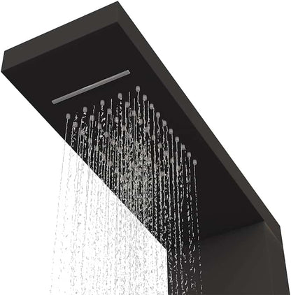 Douchepaneel – Douche Systeem – Regendouche – Douchekraan – Handdouche – Mat Zwart – Aluminium – 4 Functies Met Massagejets