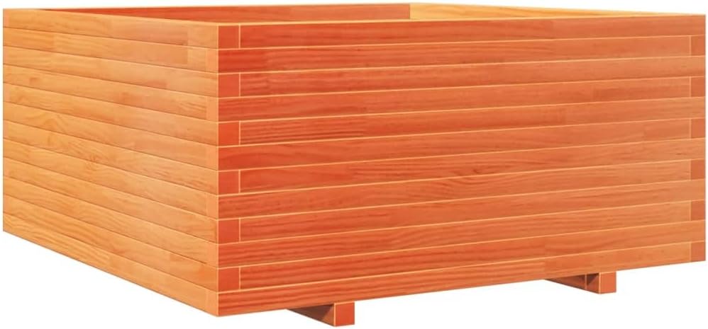 Flower Box Wax Brown 100 x 100 x 49.5 cm Solid Pine Wood Flower Box on Legs Pot with Trellis Planter Patio - QUORE