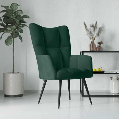 Relaxfauteuil – Relaxstoel – Fauteuil – Zetel – Lounge Chair – Donkergroen Velvet – Stalen Frame – Comfortabele Foam Vulling
