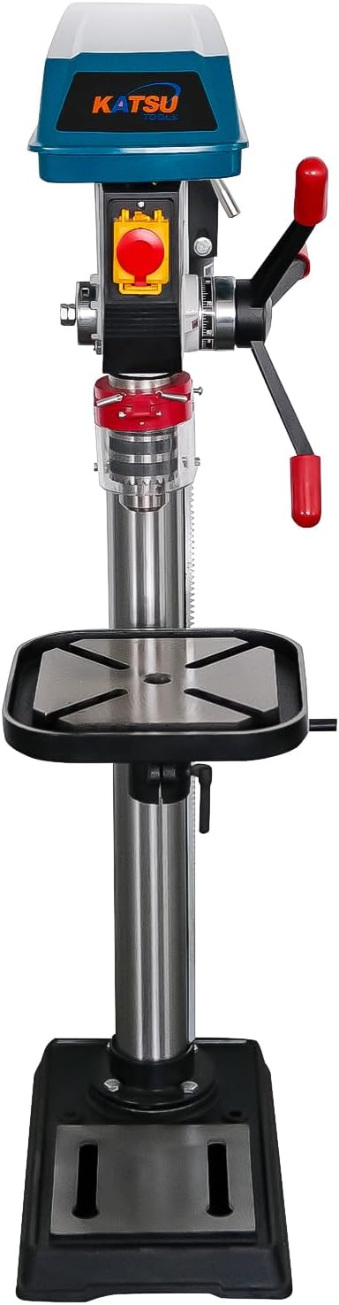 KATSU Tools Industriële bankpijlerboormachine, 900 W + 20 mm boorkop + 12 snelheden elektronische variabele snelheidsschakelaar + 85 mm maximale boordiepte + max. 2380 tpm + in hoogte verstelbare