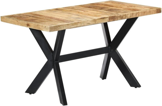 VidaXL Massief Ruw Mangohouten Eetkamertafel – Tafel – Eettafel – Tafels – Keukentafel – Industriële Stalen Poten – Uniek Mangohout Met Natuurlijke Nerf