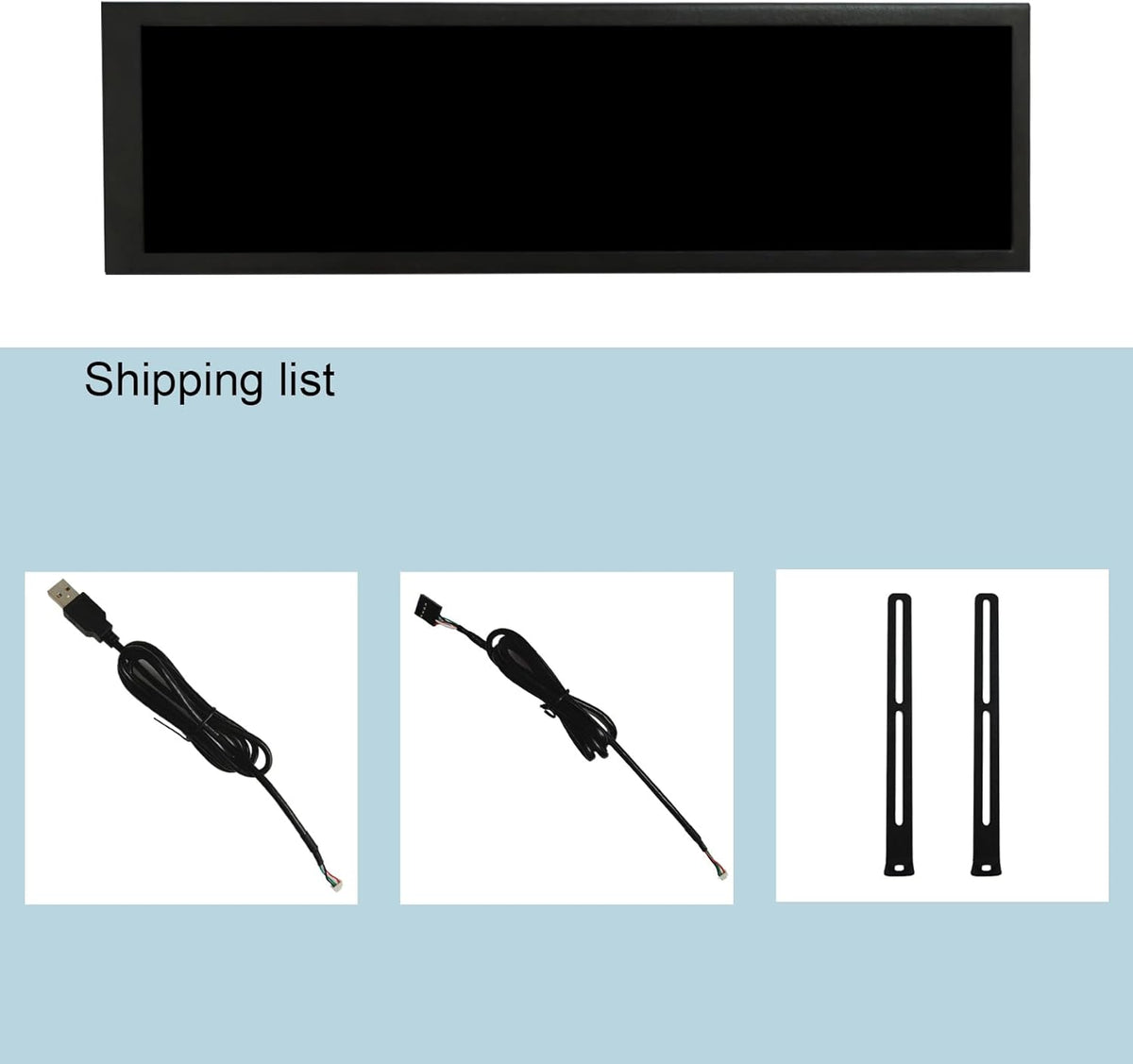 VSDISPLAY Zwart 8.8 inch 1920x480 600 nit IPS Lange Strip LCD-monitor, USB-videopoort, voor DIY Subscherm/PC Case Display