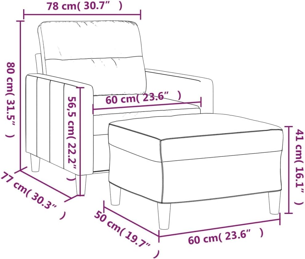 Fauteuil – Loungestoel – Armleuningstoel – Leesstoel – Relaxfauteuil – Taupe Stof – Incl. Poef 60 cm – Comfortabele Dikke Zitting