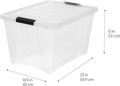 IRIS USA 53 Quart stapel & Pull Box, 6 Pack, Clear