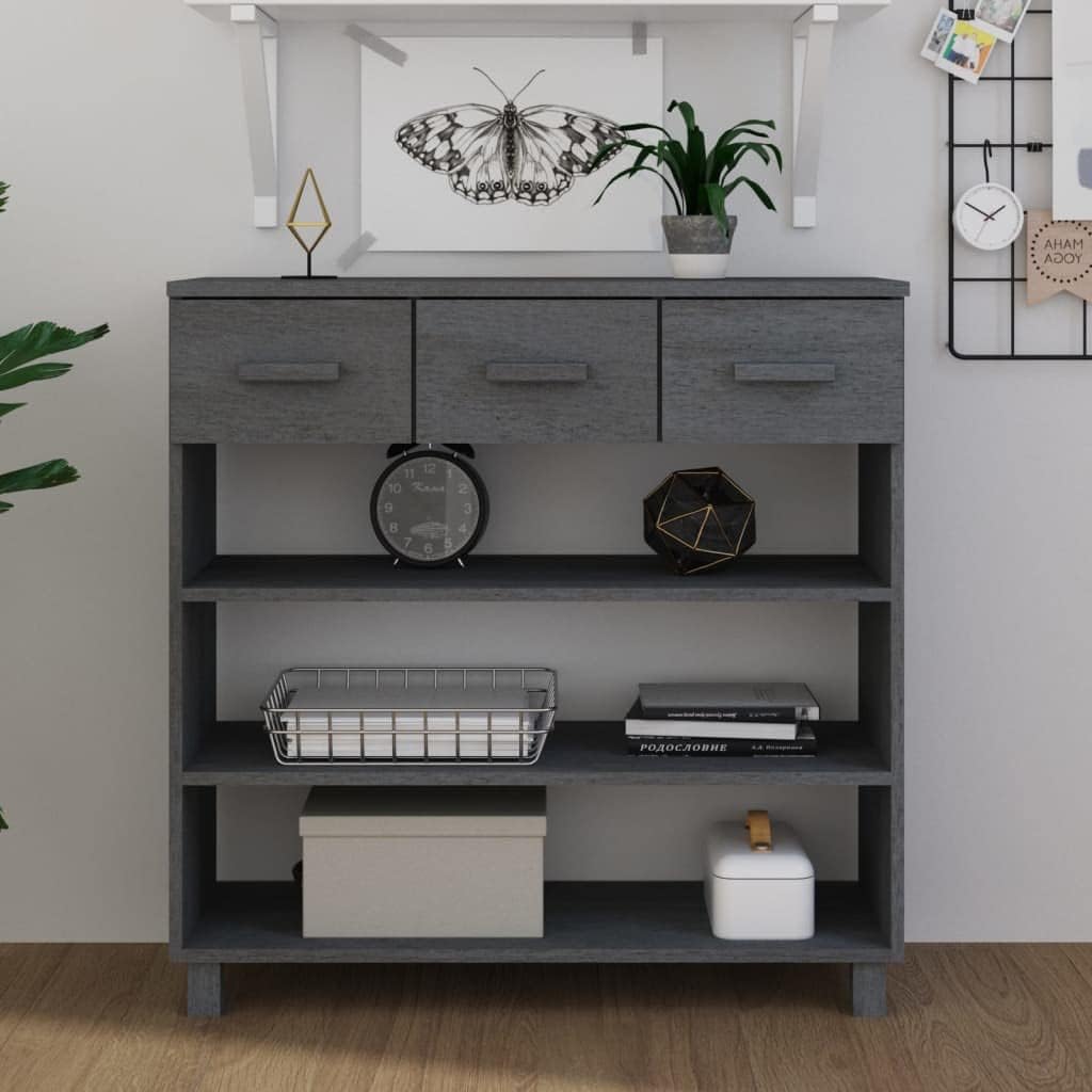 vidaXL Wall table HAMAR 90x35x90 cm solid pine wood dark grey, table, bench table, hallway table, hallway table, side table, accent table